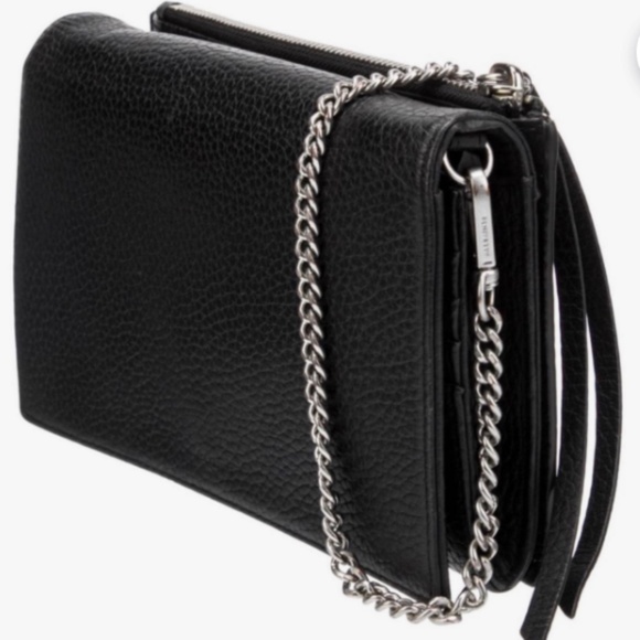 NWOT ALL SAINTS Black Fetch Chain Leather Crossbody Bag - Picture 1 of 10